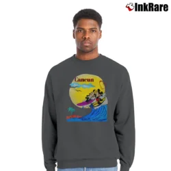 Men’s 1990s Mickey Mouse Surfboard Skateboard Disney Crewneck Sweatshirt in charcoal | Cozy Fabric, Clean Style