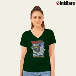 Women’s 1990s Mickey's Ski Patrol Disney V-Neck Tee in forest green | Chic Neckline, Soft Texture