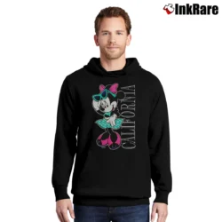 Men’s 1990s Minnie Mouse California Cartoon Pullover Hoodie in black | Cozy, Durable, Modern Fit