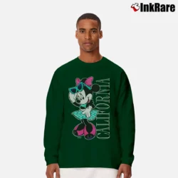 Men’s 1990s Minnie Mouse California Cartoon Long-Sleeve Shirt in forest green | Sleek, Lightweight, Year-Round Wear