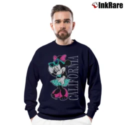 Men’s 1990s Minnie Mouse California Cartoon Crewneck Sweatshirt in navy | Cozy Fabric, Clean Style