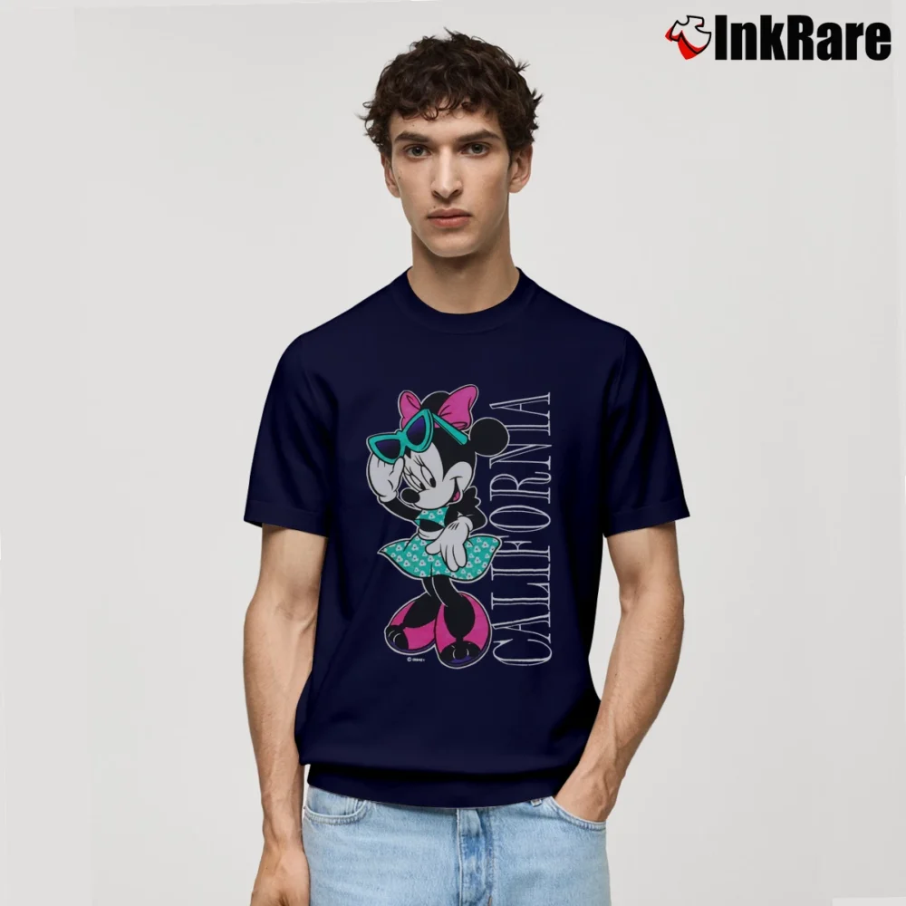 Men’s 1990s Minnie Mouse California Cartoon Classic T-Shirt in navy | Soft, Breathable Everyday Wear