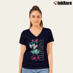 Women’s 1990s Minnie Mouse California Cartoon V-Neck Tee in navy | Chic Neckline, Soft Texture