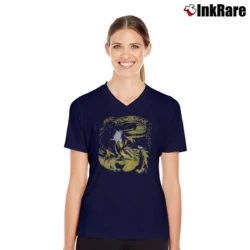 Women’s 1990s Only The Strong Survive Dragon Harley Davidson Biker V-Neck Tee in navy | Chic Neckline, Soft Texture