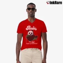 Men’s 1990s Panda Licorice Advertising V-Neck Tee in red | Sharp, Breathable, Everyday Staple
