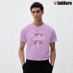 Men’s 1990s Philadelphia Phillies MLB Baseball V-Neck Tee in light pink | Sharp, Breathable, Everyday Staple