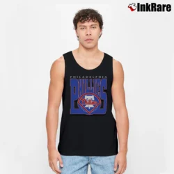 Men’s 1990s Philadelphia Phillies Red Graphic Fan Tank Top in black | Breathable, Active-Friendly Design