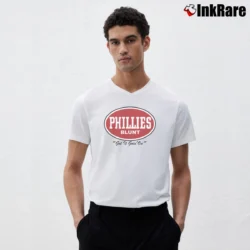 Men’s 1990s Phillies Blunt Got It Goin On Graphic V-Neck Tee in white | Sharp, Breathable, Everyday Staple