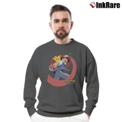 Men’s 1990s Pokemon Gotta Catch Em All Cartoon Crewneck Sweatshirt in charcoal | Cozy Fabric, Clean Style