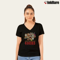 Women’s 1990s San Francisco 49ers Looney Tunes Taz V-Neck Tee in black | Chic Neckline, Soft Texture