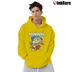Men’s 1990s Seattle Seahawks Taz Looney Tunes Football Pullover Hoodie in yellow | Cozy, Durable, Modern Fit
