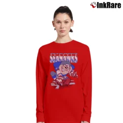 Women’s 1990s Seattle Seahawks Taz Looney Tunes Football Long-Sleeve Top in red | Sleek, Versatile, All-Season