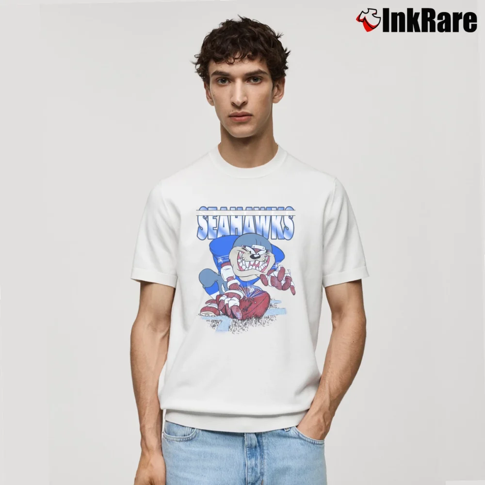 Men’s 1990s Seattle Seahawks Taz Looney Tunes Football Classic T-Shirt in white | Soft, Breathable Everyday Wear