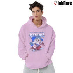 Men’s 1990s Seattle Seahawks Taz Looney Tunes NFL Pullover Hoodie in light pink | Cozy, Durable, Modern Fit