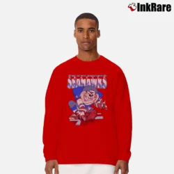 Men’s 1990s Seattle Seahawks Taz Looney Tunes NFL Long-Sleeve Shirt in red | Sleek, Lightweight, Year-Round Wear
