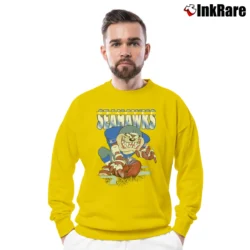 Men’s 1990s Seattle Seahawks Taz Looney Tunes NFL Crewneck Sweatshirt in yellow | Cozy Fabric, Clean Style