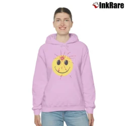 Women’s 1990s Smiley Face Headshot Graphic Cozy Hoodie in light pink | Warm, Structured, Stylish