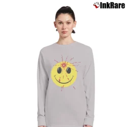 Women’s 1990s Smiley Face Headshot Graphic Long-Sleeve Top in sport grey | Sleek, Versatile, All-Season