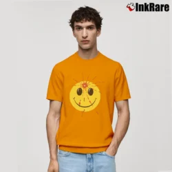 Men’s 1990s Smiley Face Headshot Graphic Classic T-Shirt in orange | Soft, Breathable Everyday Wear