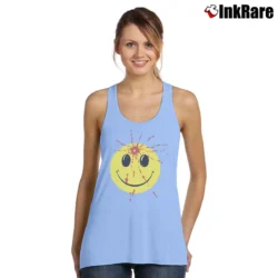 Women’s 1990s Smiley Face Headshot Graphic Tank Top in light blue | Lightweight, Movement-Friendly