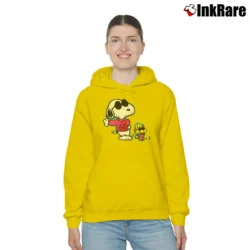 Women’s 1990s Snoopy Joe Cool Woodstock Cozy Hoodie in yellow | Warm, Structured, Stylish