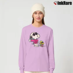 Women’s 1990s Snoopy Joe Cool Woodstock Long-Sleeve Top in light pink | Sleek, Versatile, All-Season