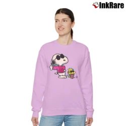 Women’s 1990s Snoopy Joe Cool Woodstock Relaxed Sweatshirt in light pink | Soft, Laid-Back Vibe