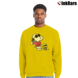 Men’s 1990s Snoopy Joe Cool Woodstock Crewneck Sweatshirt in yellow | Cozy Fabric, Clean Style