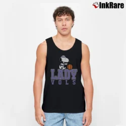Men’s 1990s Snoopy Tennessee Volunteers Lady Vols Basketball Tank Top in black | Breathable, Active-Friendly Design