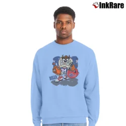 Men’s 1990s Taz Buffalo Bills Looney Tunes Football Crewneck Sweatshirt in light blue | Cozy Fabric, Clean Style