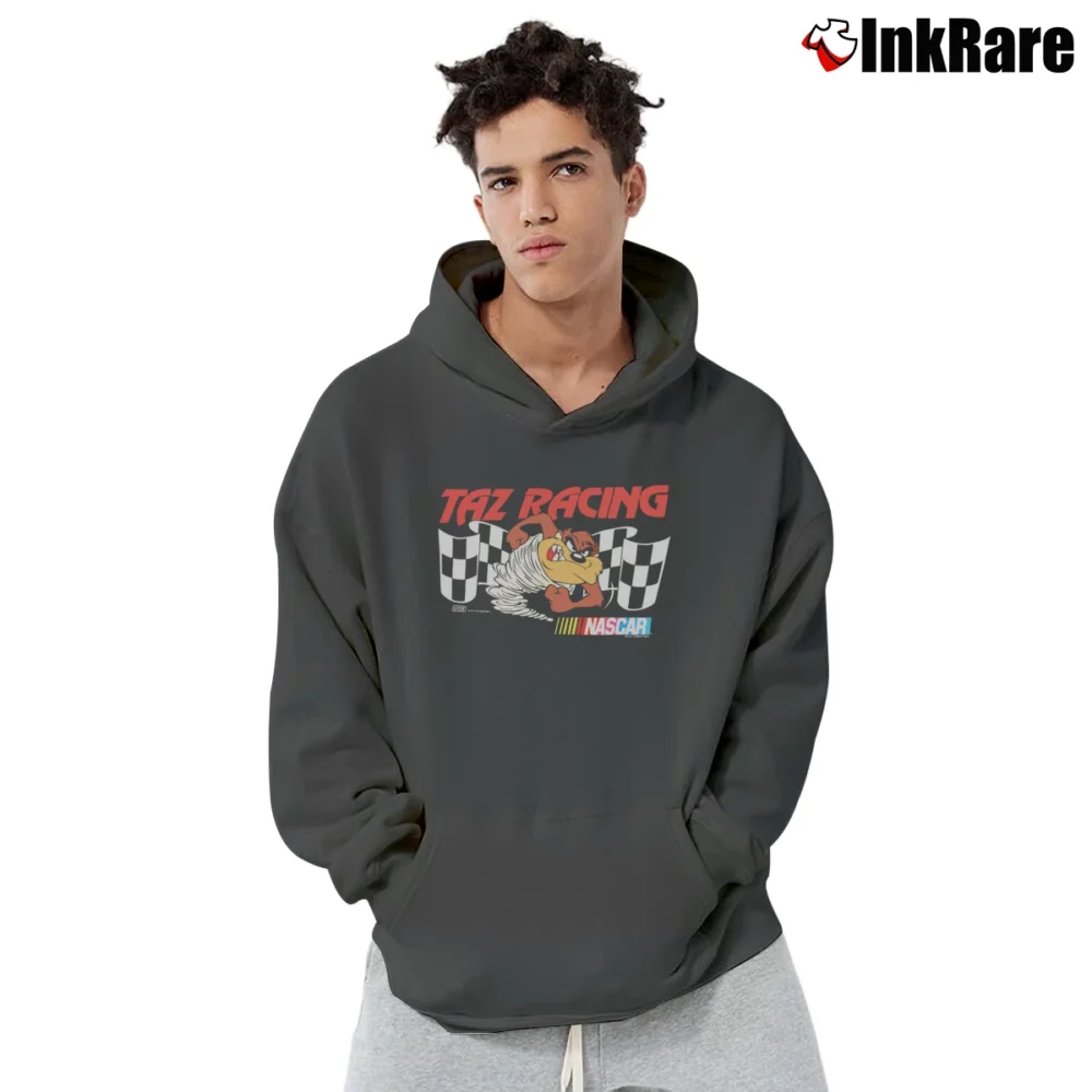 Men’s 1990s Taz Looney Tunes Nascar Racing Pullover Hoodie in charcoal | Cozy, Durable, Modern Fit