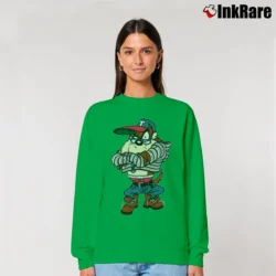 Women’s 1990s Taz Space Jam Cartoon Looney Tunes Relaxed Sweatshirt in irish green | Soft, Laid-Back Vibe