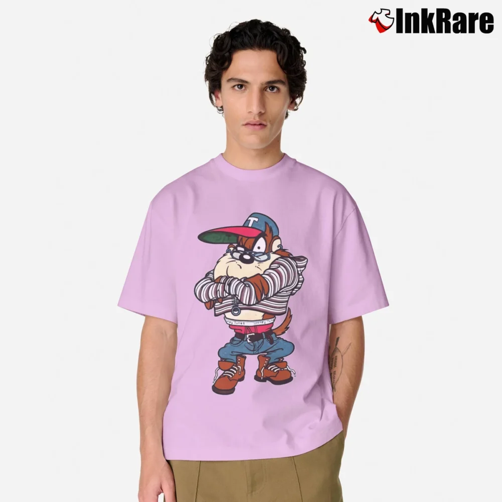 Men’s 1990s Taz Space Jam Cartoon Looney Tunes Classic T-Shirt in light pink | Soft, Breathable Everyday Wear
