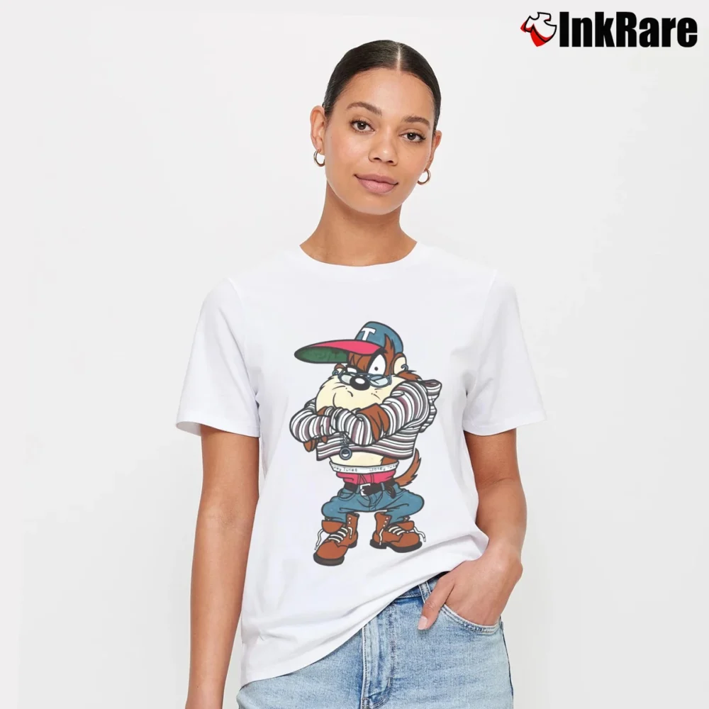 Women’s 1990s Taz Space Jam Cartoon Looney Tunes Signature T-Shirt in white | Soft, Flattering Fit