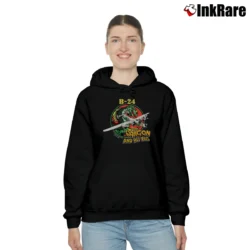 Women’s 1990s The Dragon And His Tail B - 24 Bomber Warplane Cozy Hoodie in black | Warm, Structured, Stylish
