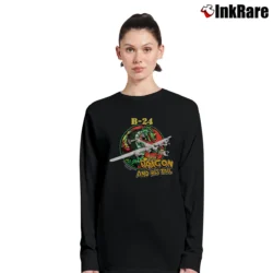 Women’s 1990s The Dragon And His Tail B - 24 Bomber Warplane Long-Sleeve Top in black | Sleek, Versatile, All-Season