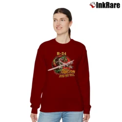 Women’s 1990s The Dragon And His Tail B - 24 Bomber Warplane Relaxed Sweatshirt in maroon | Soft, Laid-Back Vibe