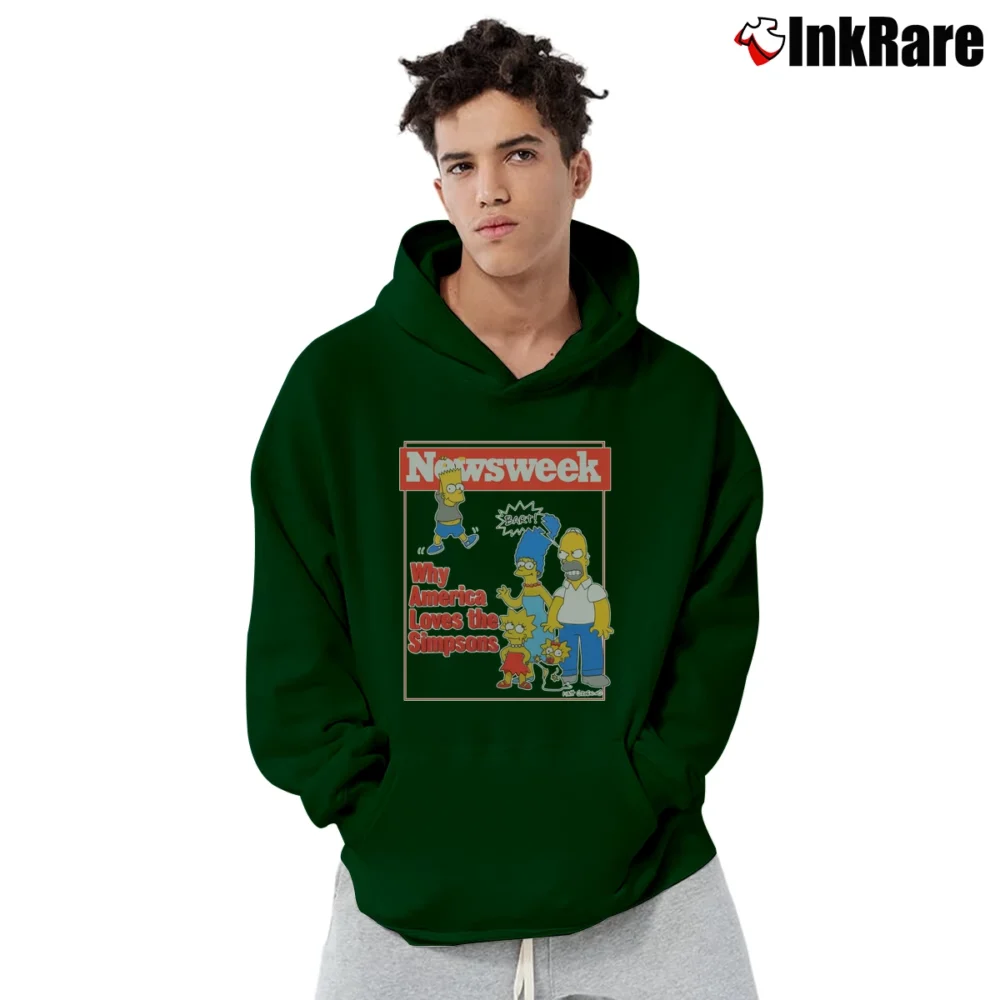 Men’s 1990s The Simpsons Newsweek Pullover Hoodie in forest green | Cozy, Durable, Modern Fit