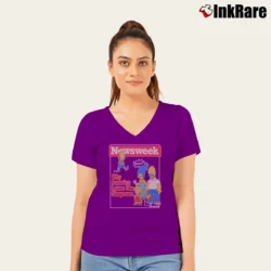 Women’s 1990s The Simpsons Newsweek V-Neck Tee in purple | Chic Neckline, Soft Texture