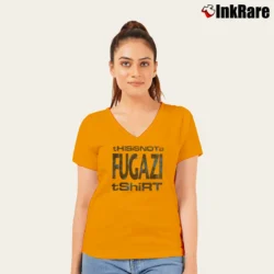 Women’s 1990s This Is Not A Fugazi V-Neck Tee in orange | Chic Neckline, Soft Texture