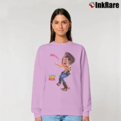 Women’s 1990s Toy Story Woody Pixar Disney Cartoon Relaxed Sweatshirt in light pink | Soft, Laid-Back Vibe
