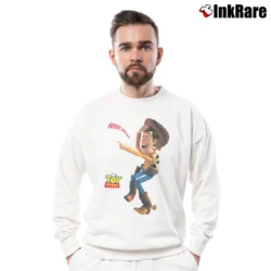 Men’s 1990s Toy Story Woody Pixar Disney Cartoon Crewneck Sweatshirt in white | Cozy Fabric, Clean Style