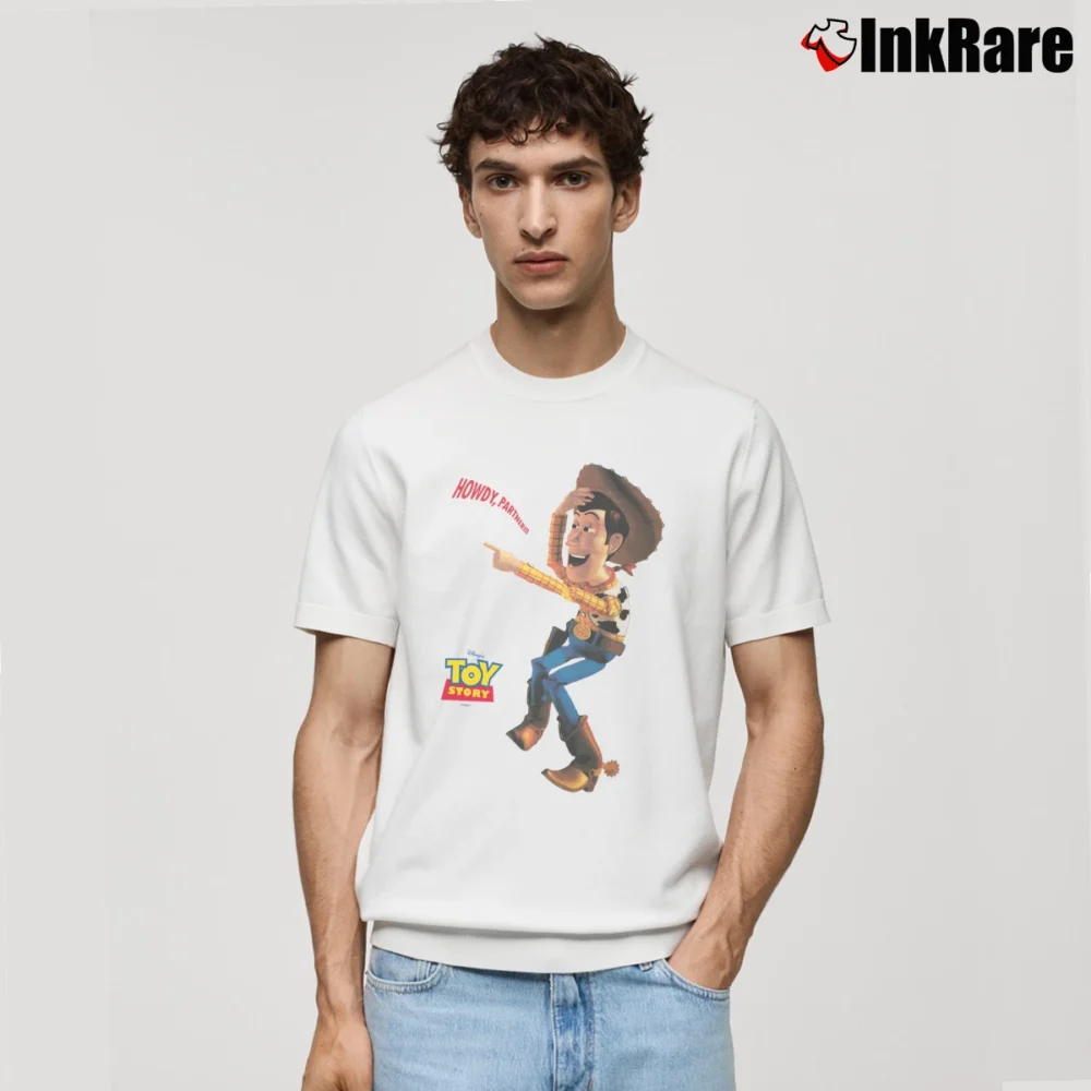 Men’s 1990s Toy Story Woody Pixar Disney Cartoon Classic T-Shirt in white | Soft, Breathable Everyday Wear