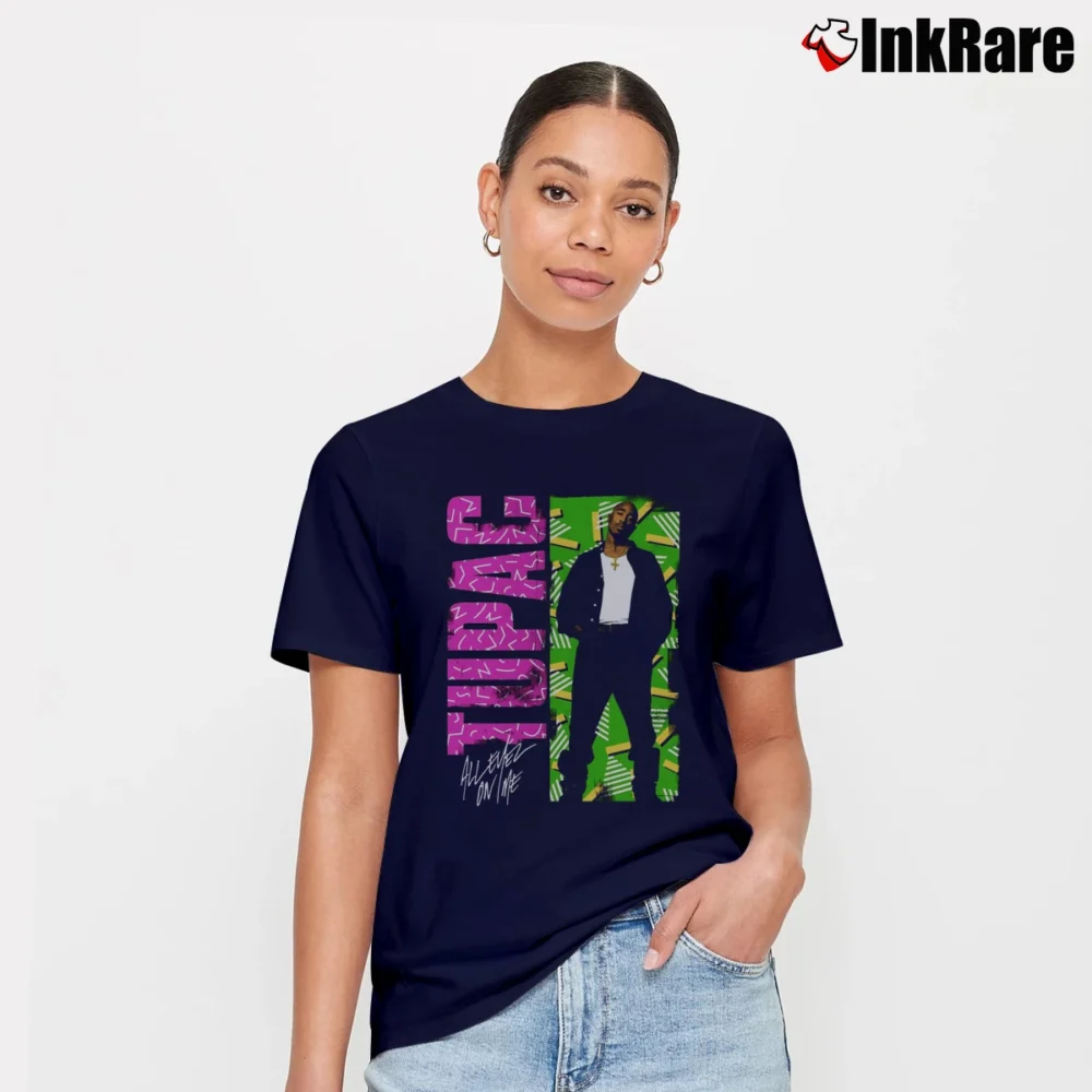 Women’s 1990s Tupac Graphic Signature T-Shirt in navy | Soft, Flattering Fit