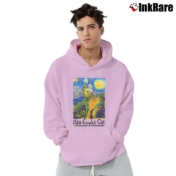 Men’s 1990s Van Gogh's Cat Pullover Hoodie in light pink | Cozy, Durable, Modern Fit
