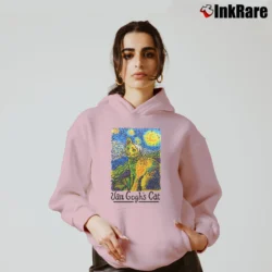 Women’s 1990s Van Gogh's Cat Cozy Hoodie in light pink | Warm, Structured, Stylish