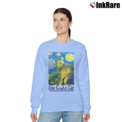 Women’s 1990s Van Gogh's Cat Relaxed Sweatshirt in light blue | Soft, Laid-Back Vibe