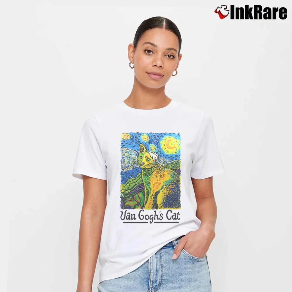 Women’s 1990s Van Gogh's Cat Signature T-Shirt in white | Soft, Flattering Fit