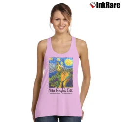 Women’s 1990s Van Gogh's Cat Tank Top in light pink | Lightweight, Movement-Friendly