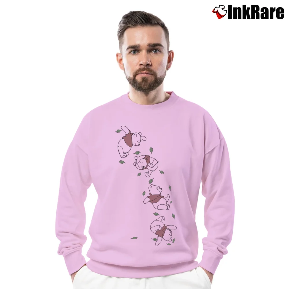 Men’s 1990s Winnie The Pooh Disney Cartoon Crewneck Sweatshirt in light pink | Cozy Fabric, Clean Style